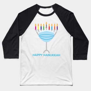 Happy Hanukkah - Hanukkah Menorah with face mask Baseball T-Shirt